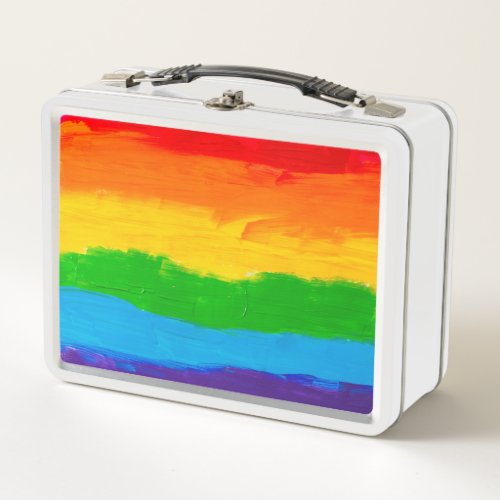 Oil paint Rainbow Colors Gay Lesbian LGBT Metal Lunch Box
