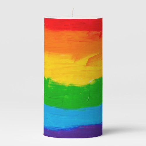 Oil paint Rainbow Colors Gay Lesbian LGBT Pillar Candle