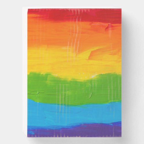 Oil paint Rainbow Colors Gay Lesbian LGBT Wooden Box Sign