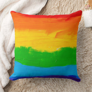 Oil Paint Rainbow Colors LGBT Pride Throw Pillow