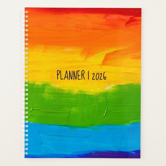 Oil Paint Rainbow LGBT 2026 Planner – Gay Pride  (Front)