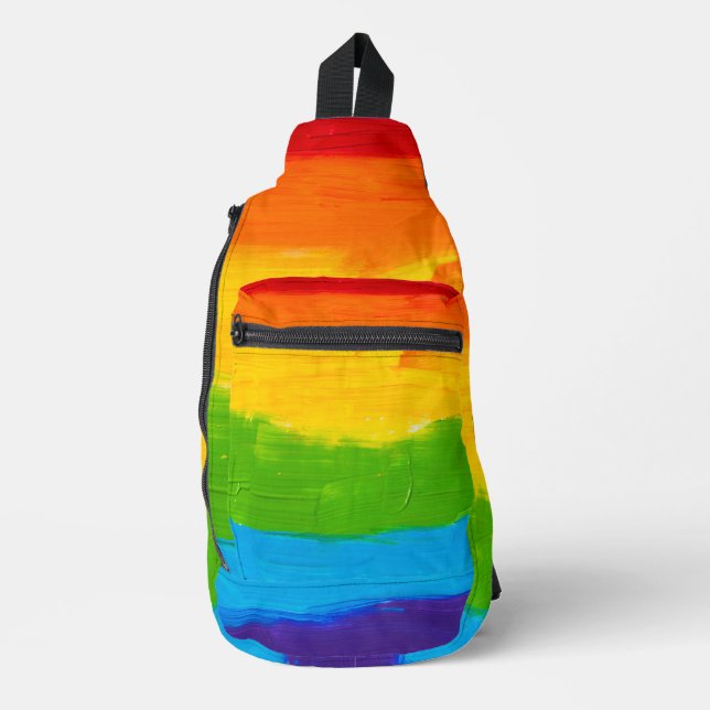 Oil Paint Rainbow LGBT Sling Bag – Pride Art (Front)