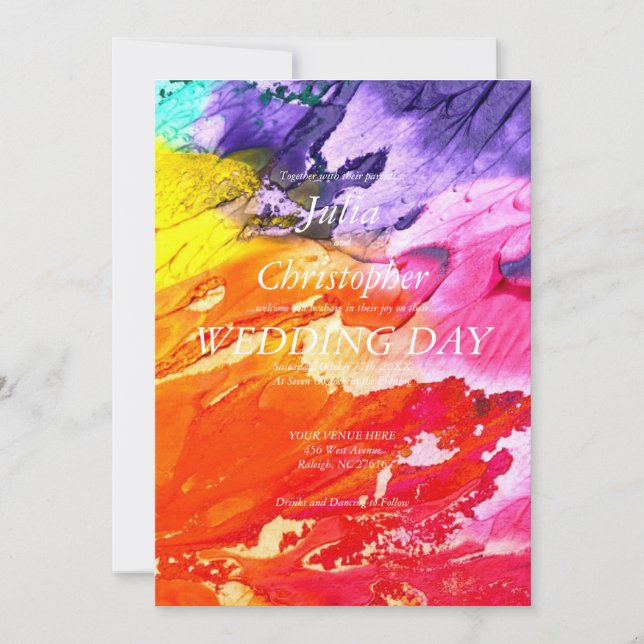 Oil Paint Wedding Invitation (Front)