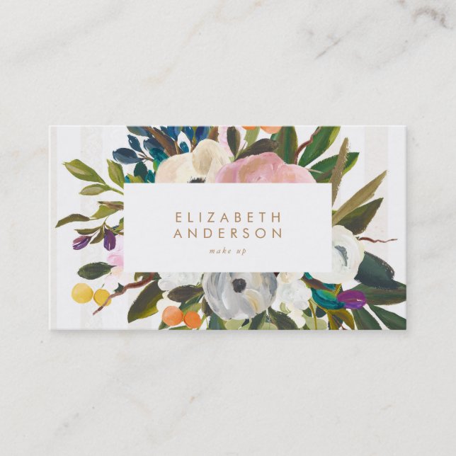 Oil Painted Bouquet Flowers Business Card (Front)