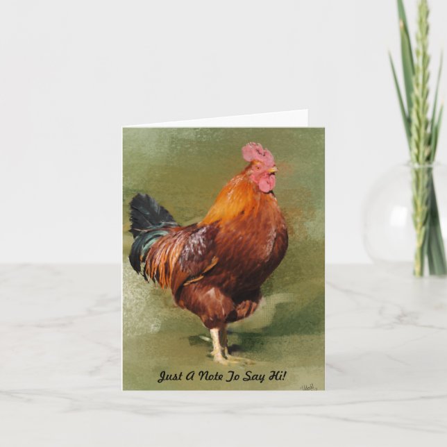 Oil Painted Chicken Note Card (Front)