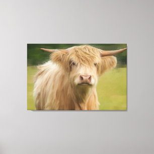 Oil Painted Highland Cow Large Framed Print