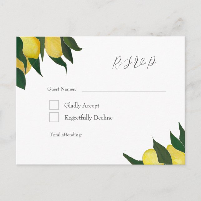 Oil Painted Lemons R.S.V.P Postcard (Front)