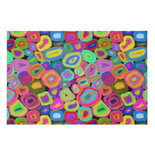 Oil Painted Look Abstract Style Funky Circles  Faux Canvas Print