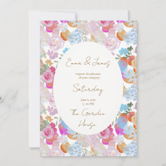 Oil Painted Pastel Pink Floral Wedding Invitation