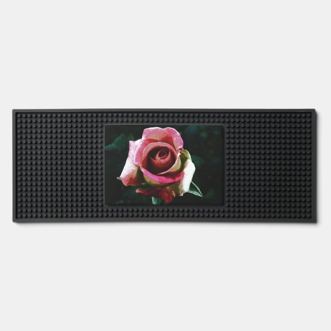 Oil painted red rose bar mat  (Front)