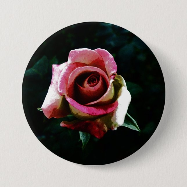 Oil painted red rose button (Front)