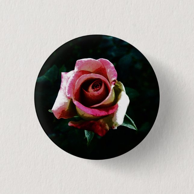 Oil painted red rose button (Front)