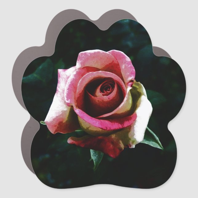Oil painted red rose car magnet (Front)