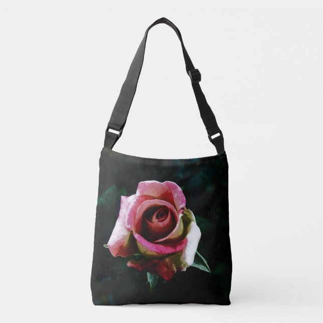 Oil painted red rose crossbody bag (Front)