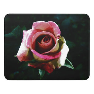 Oil painted red rose door sign