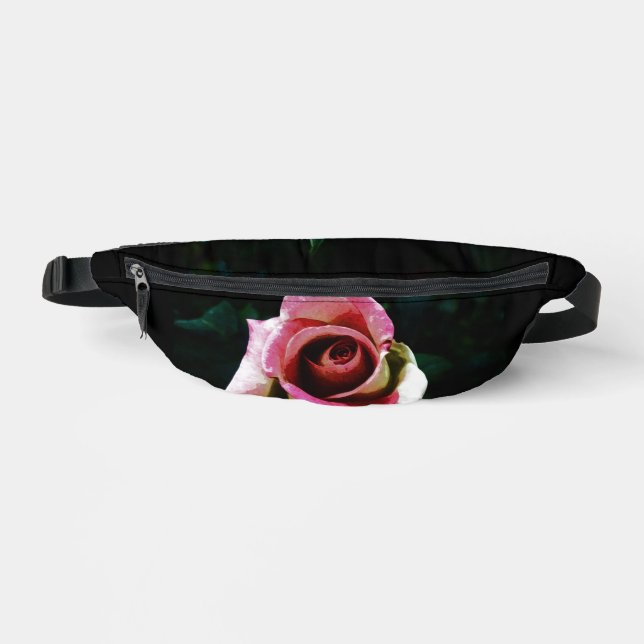 Oil painted red rose fanny pack (Front)
