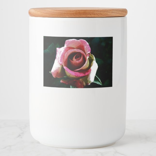 Oil painted red rose food label (Front)