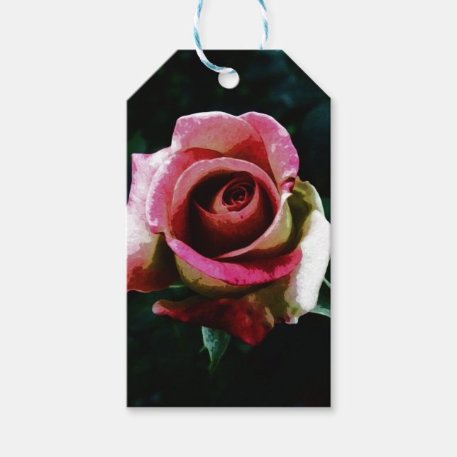 Oil painted red rose gift tags (Front)