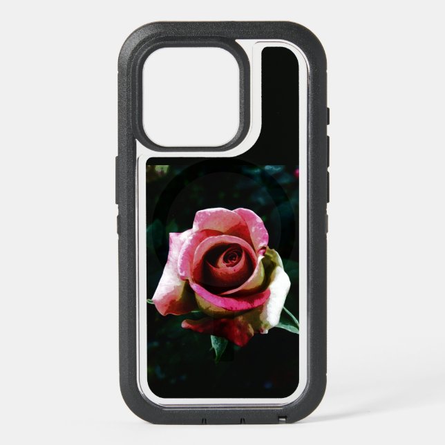 Oil painted red rose iPhone 15 pro case (Back)