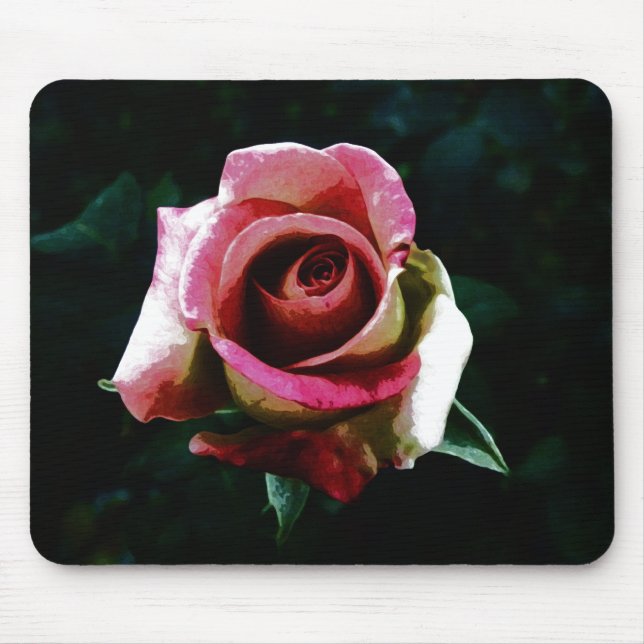 Oil painted red rose mouse pad (Front)