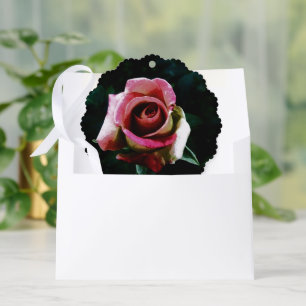 Oil painted red rose ornament card