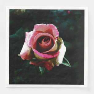 Oil painted red rose paper dinner napkins