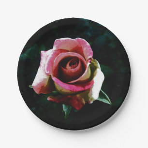 Oil painted red rose paper plates