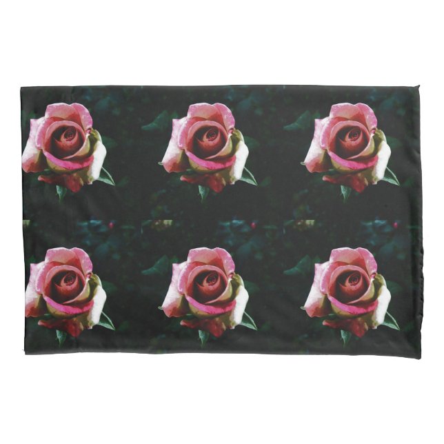 Oil painted red rose pillow case (Front-Left)