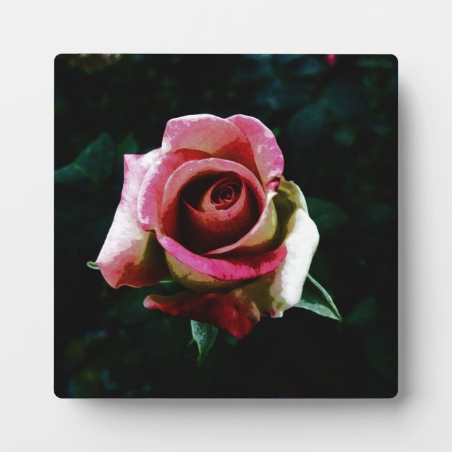 Oil painted red rose plaque (Front)
