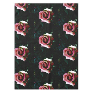 Oil painted red rose tablecloth