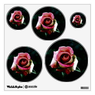 Oil painted red rose wall decal