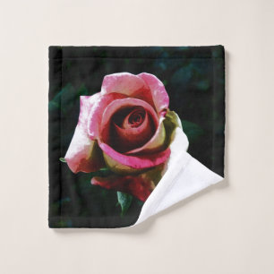 Oil painted red rose wash cloth