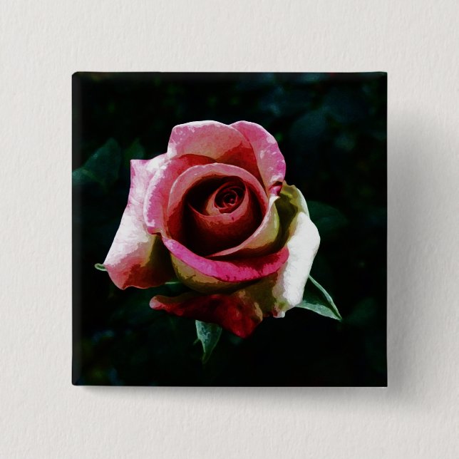 Oil painted rose button (Front)