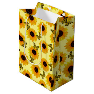 Oil Painted Sunflowers And Butterflies, Medium Gift Bag