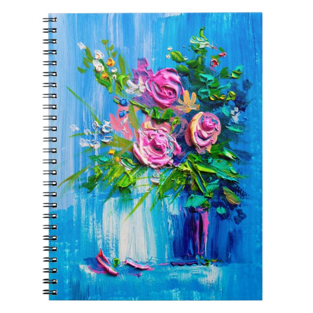 Oil painting a bouquet of roses. Impressionist sty Notebook (Front)