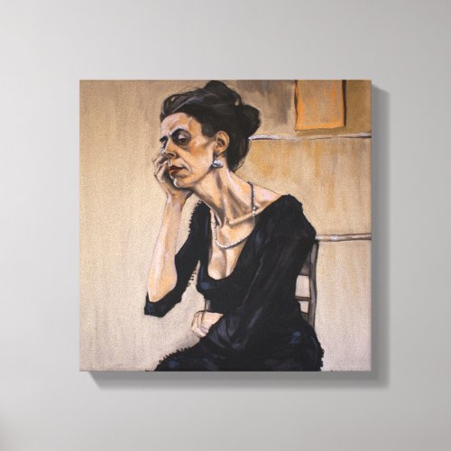 oil painting a sitting woman  canvas print
