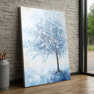Oil Painting Abstract Blue Tree Wall Art