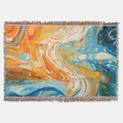 Oil Painting Abstract Swirls Art Splashes Artwork Throw Blanket