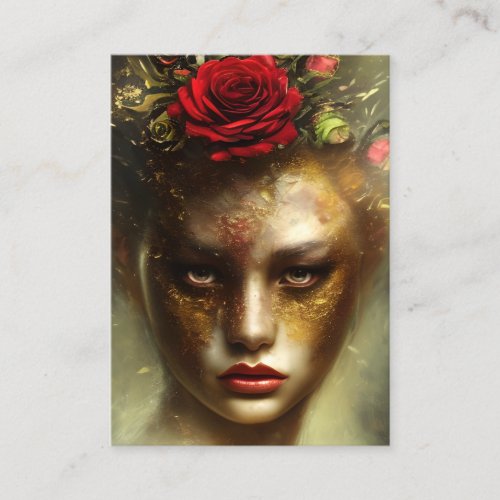 Oil Painting Distressed Vintage Burnt Edges Women Business Card