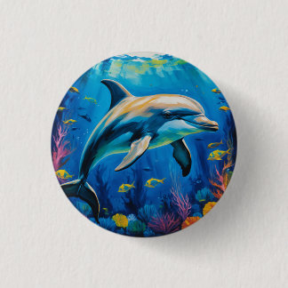 Oil Painting Dolphin Button