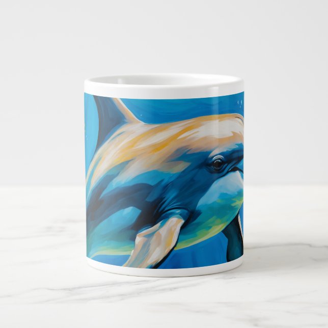 Oil Painting Dolphin Giant Coffee Mug (Front)