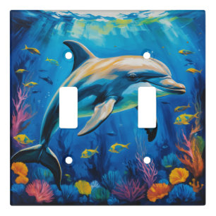 Oil Painting Dolphin Light Switch Cover