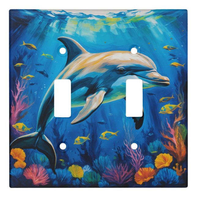 Oil Painting Dolphin Light Switch Cover (Front)