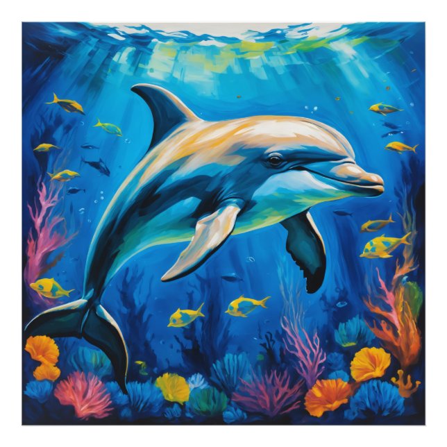 Oil Painting Dolphin Photo Print (Front)