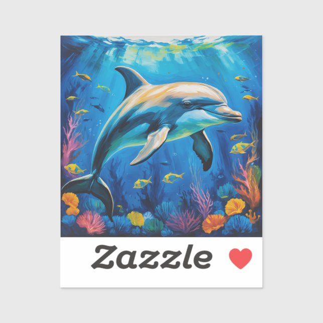 Oil Painting Dolphin Sticker (Sheet)