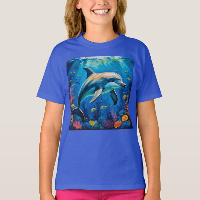 Oil Painting Dolphin T-Shirt (Front)