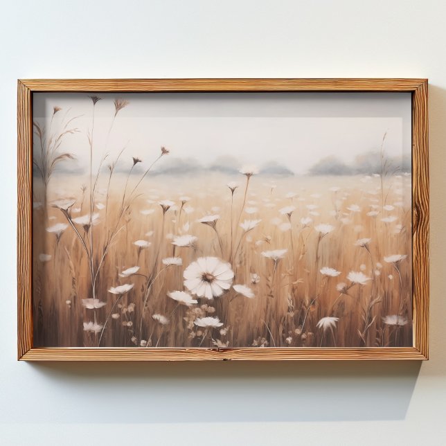 oil painting field of flowers with a foggy sky poster (Creator Uploaded)