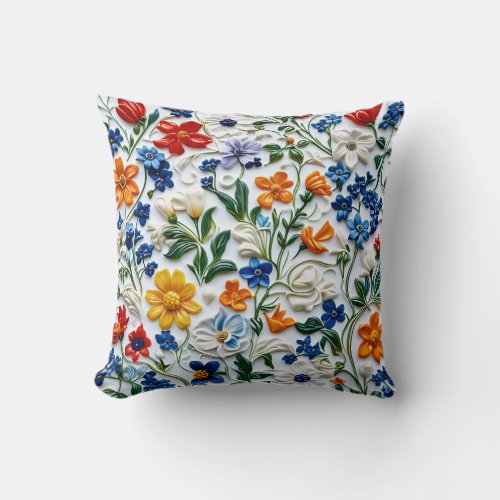 Oil painting Floral Design  Throw Pillow