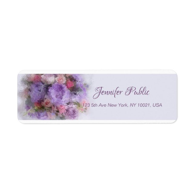 Oil Painting Flowers Hand Script Modern Template Label (Front)