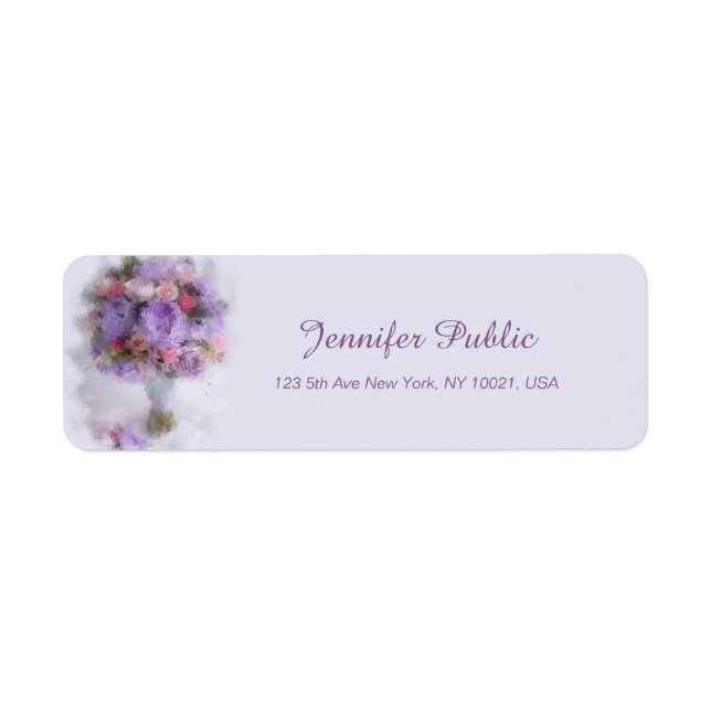 Oil Painting Flowers Template Hand Script Elegant Label (Front)